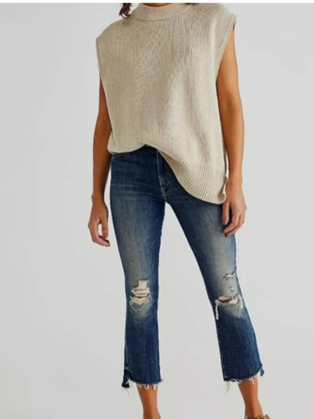 Mother the Insider Crop Step Fray Wicked Wildflower Jeans 26